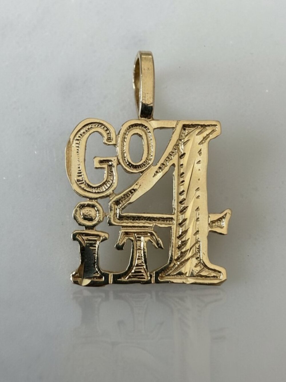 14K Gold "GO 4 IT" Charm Pendant 🦾